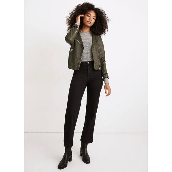 GUC Madewell Slim Wide-Leg Crop Jeans Black Lunar Wash Size 28 High Rise Worn In - Picture 1 of 15